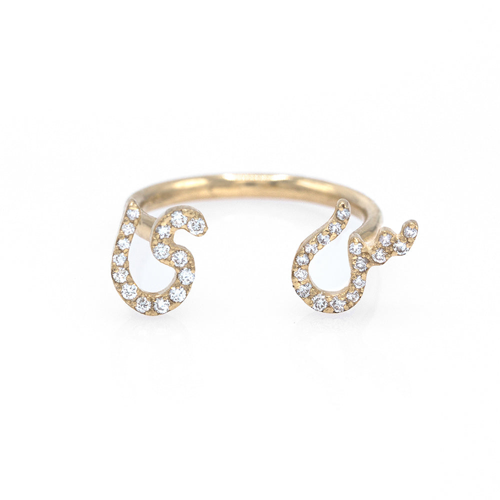 Arabic- Persian Double Initial Between Fingers Ring