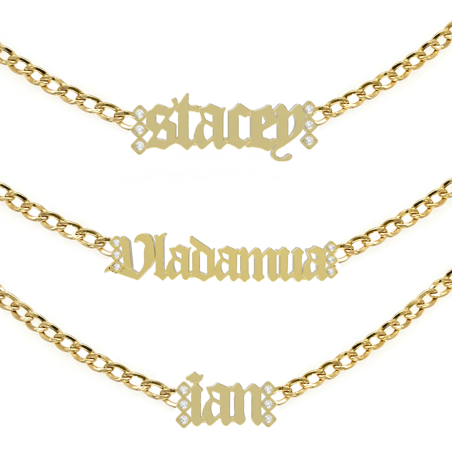 Gothic Gold Name Necklace
