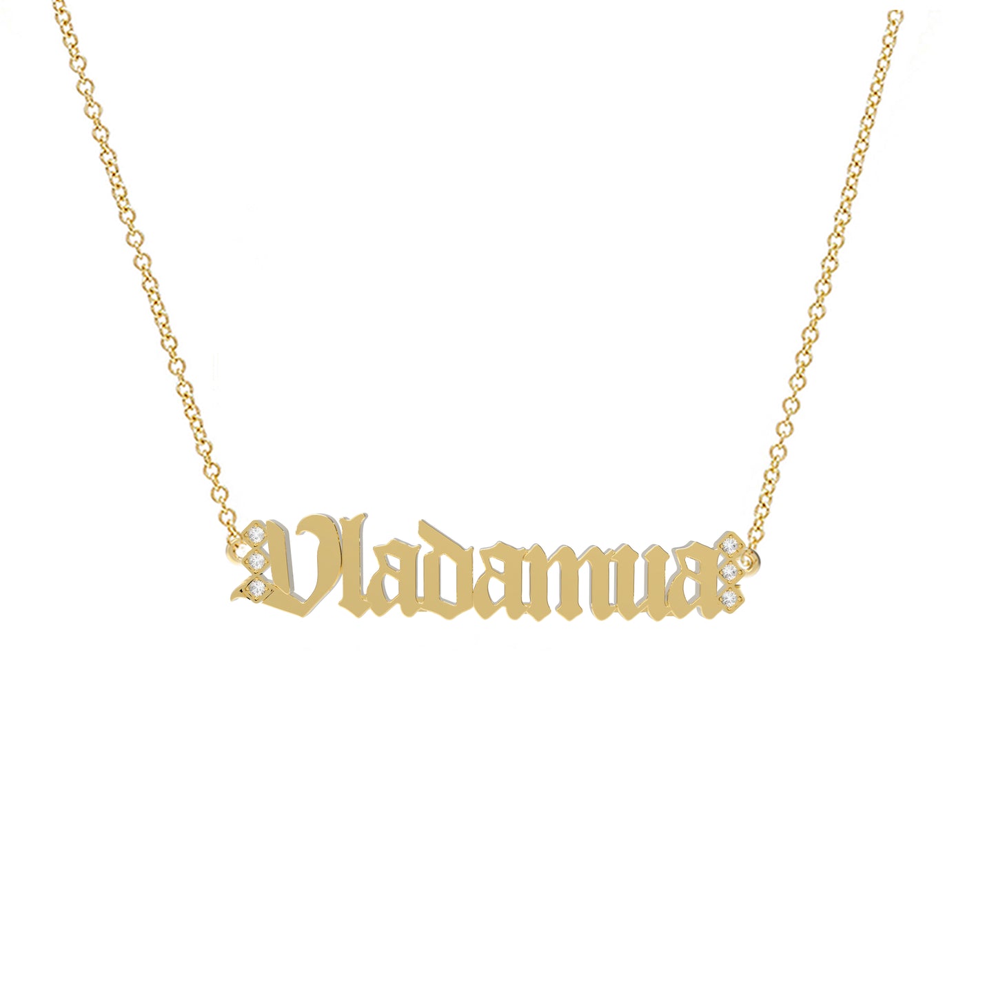 Gothic Gold Name Necklace