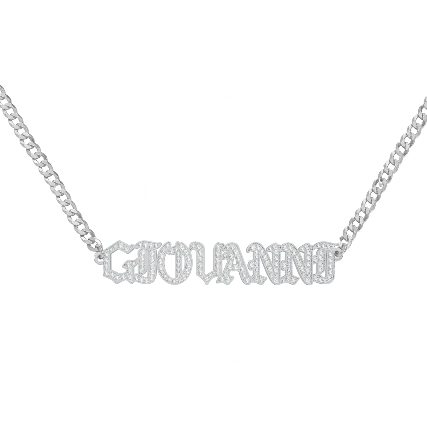 Gothic Diamond name necklace
