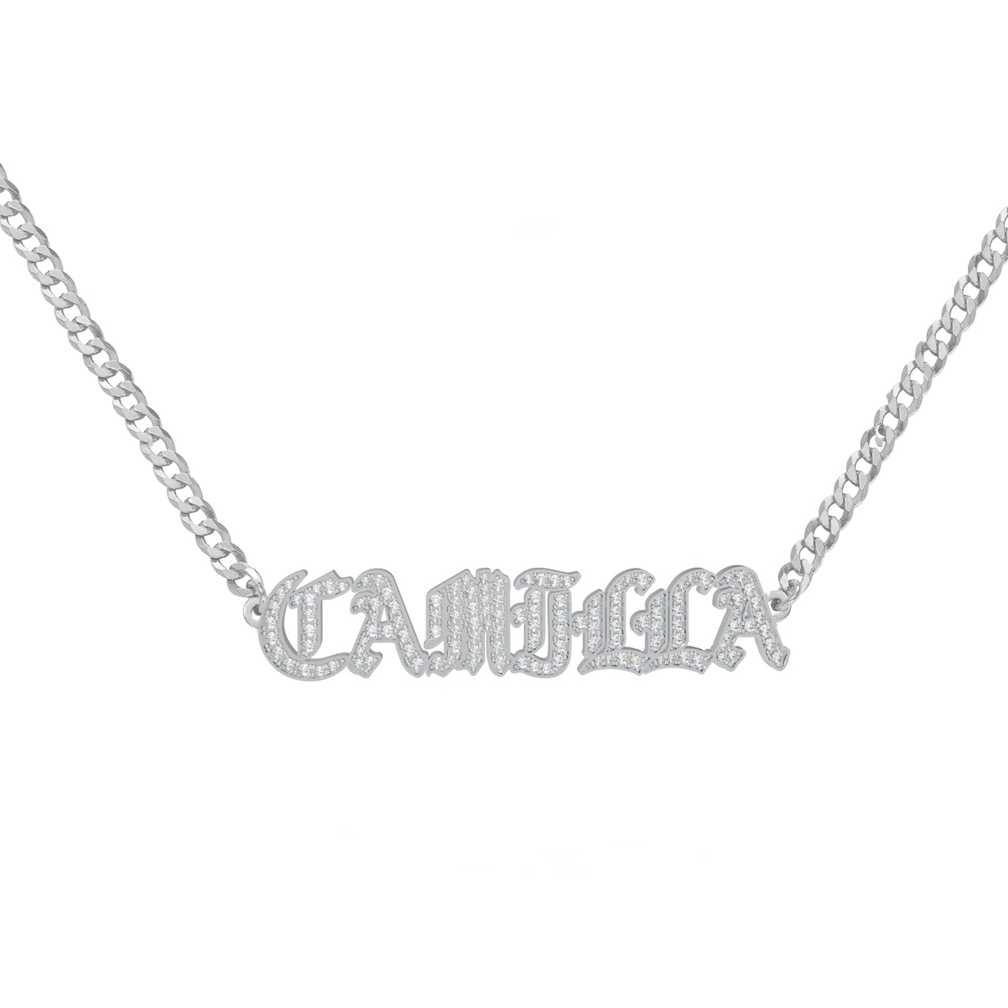 Gothic Diamond name necklace