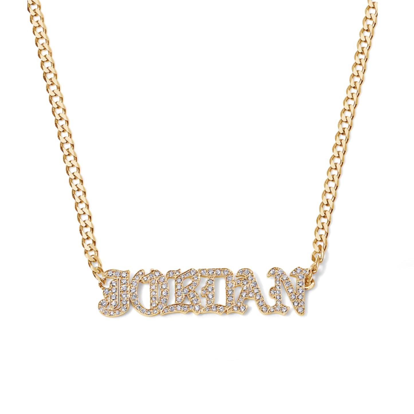 Gothic Diamond name necklace