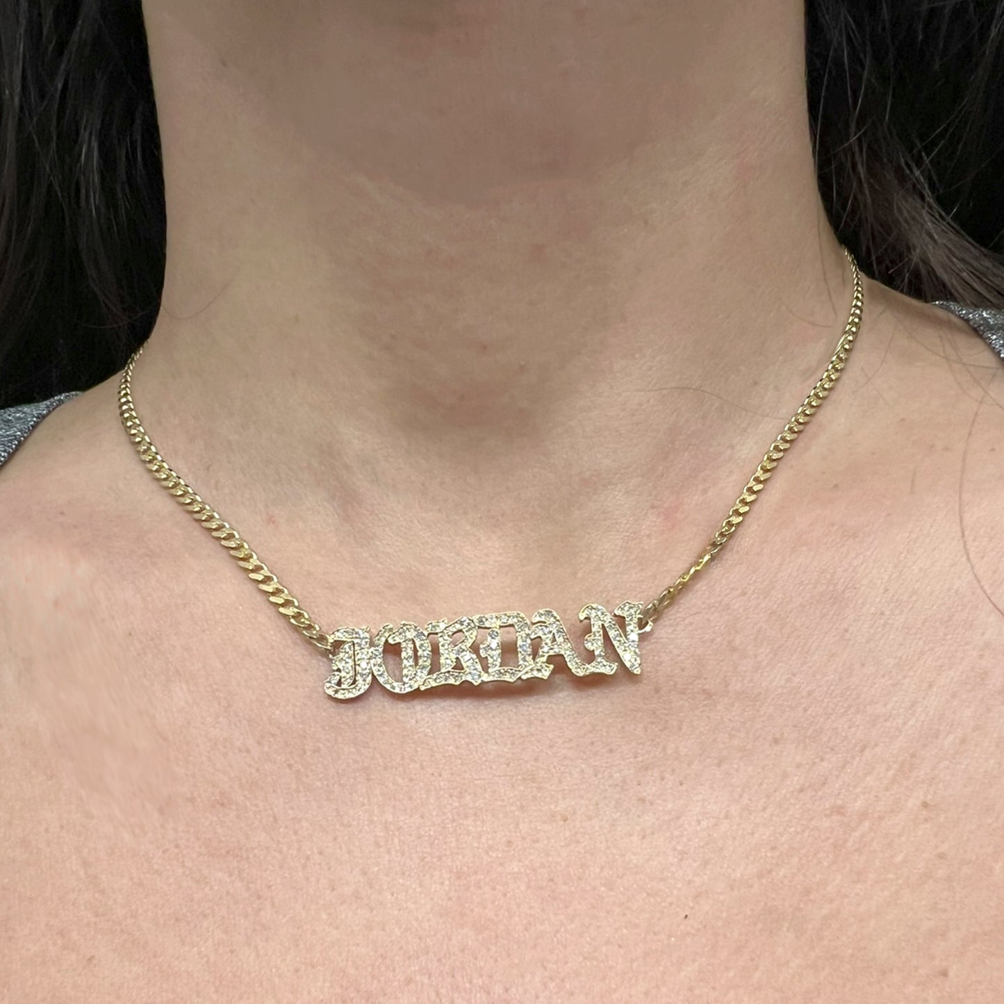 Gothic Diamond name necklace