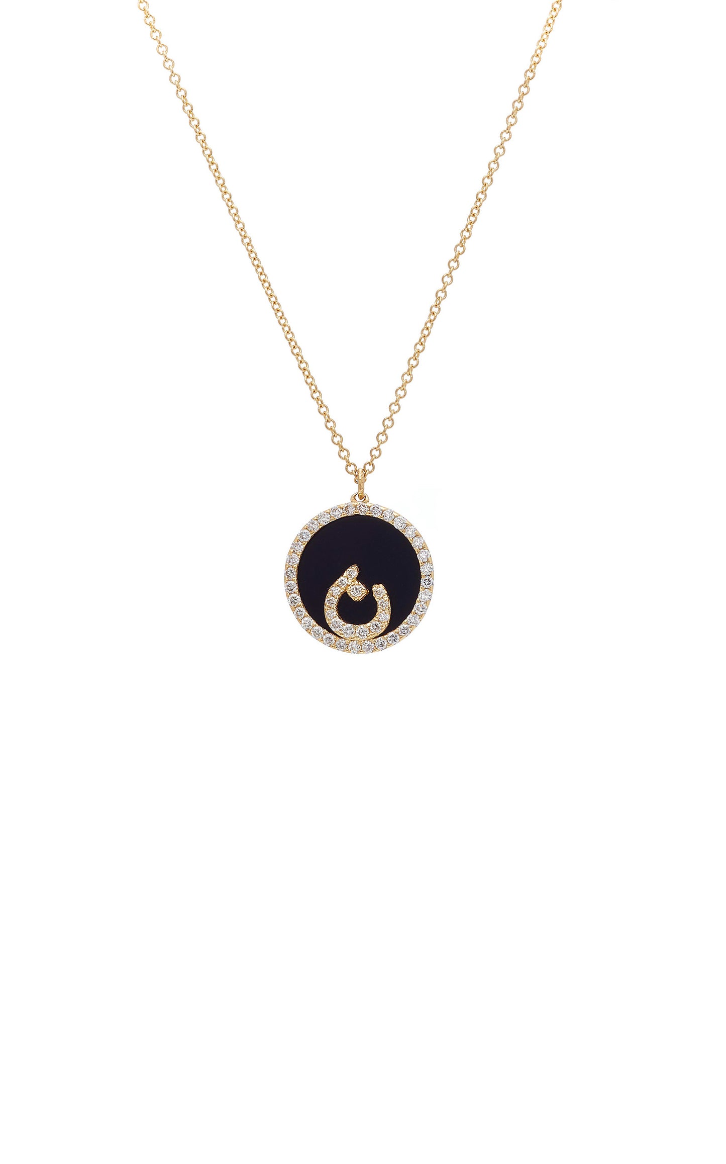 Treasure Disk Persian - Arabic Initial Necklace With Gemstone