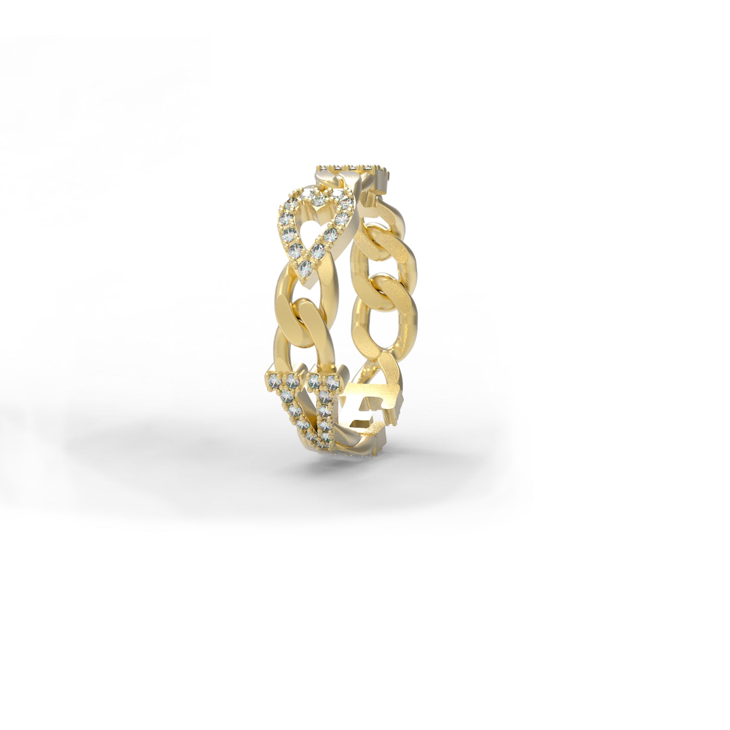 Large curb chain Ring with diamond letters