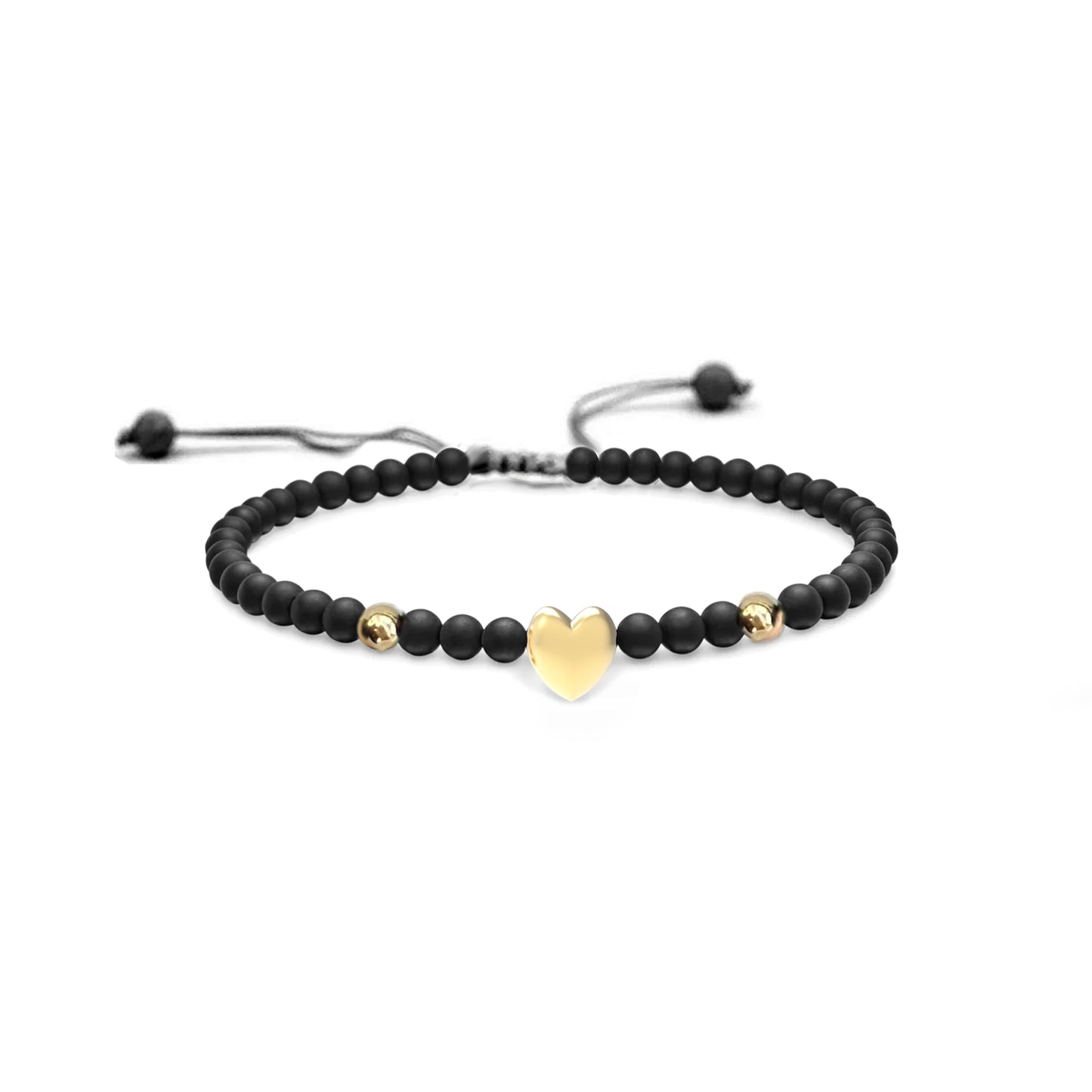 Solid Gold Bubble Letter Gemstone Beaded Bracelet
