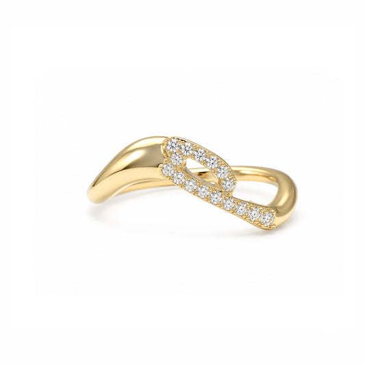 Initial Wave ring Solid gold