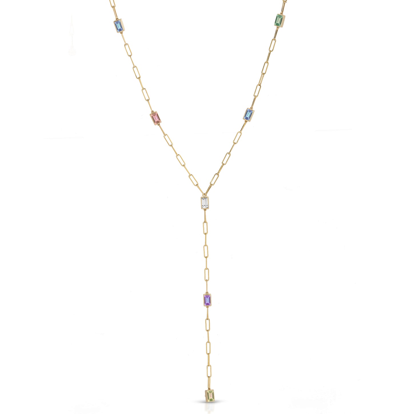 Peekaboo baguette Y necklace