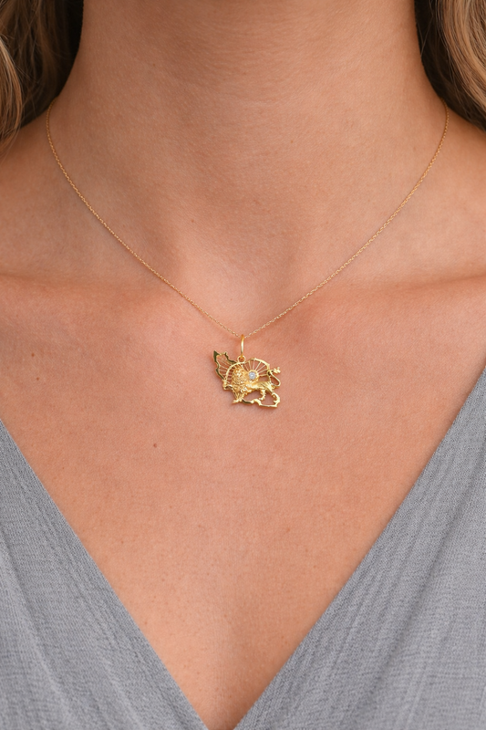 Iran Shiro Khorshid- Lion and Sun Necklace . Noush Exclusive