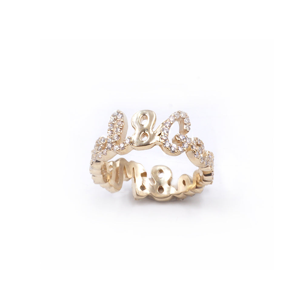Two English Names Ring Full Pave