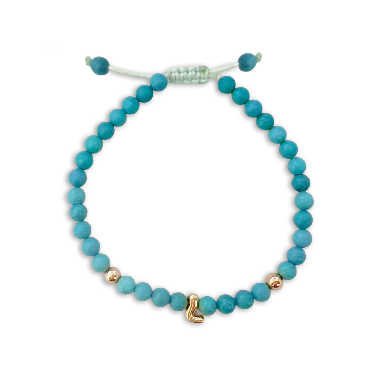 Solid Gold Bubble Letter Gemstone Beaded Bracelet