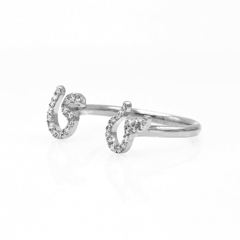 Arabic- Persian Double Initial Between Fingers Ring