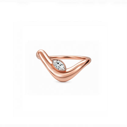 Wave ring With bezel Marquise diamond
