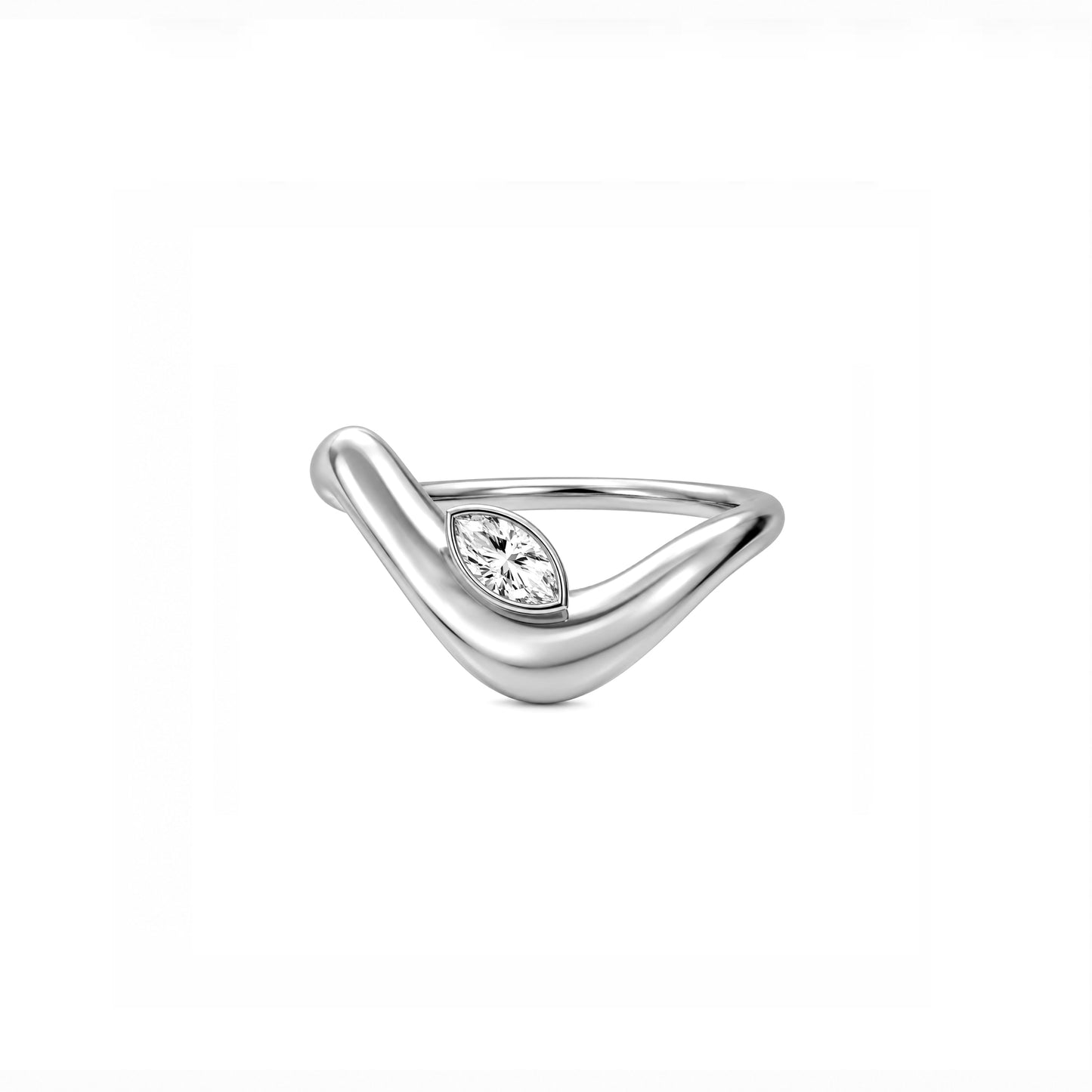 Wave ring With bezel Marquise diamond