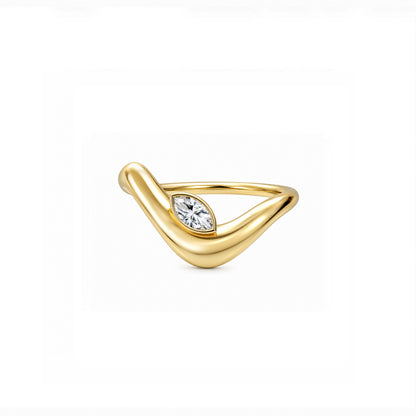 Wave ring With bezel Marquise diamond