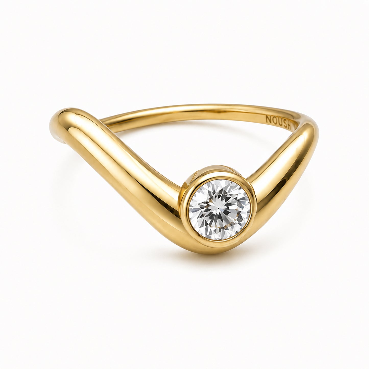 Wave ring With bezel Diamond