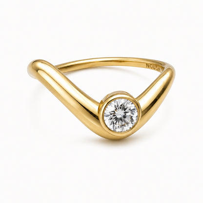 Wave ring With bezel Diamond