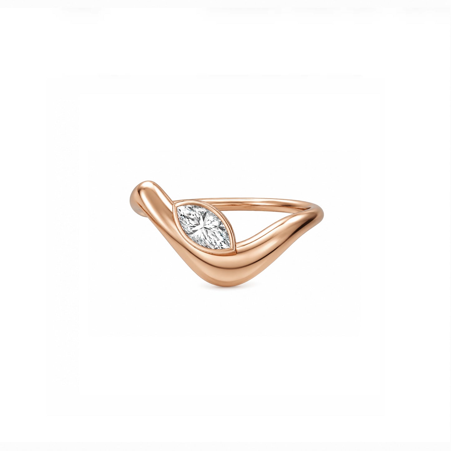 Wave ring With bezel Marquise diamond