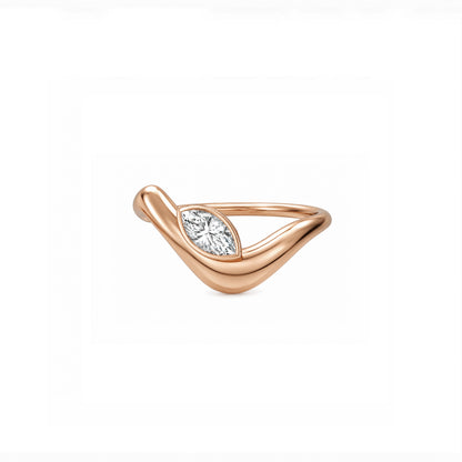 Wave ring With bezel Marquise diamond