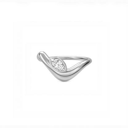 Wave ring With bezel Marquise diamond