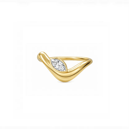 Wave ring With bezel Marquise diamond