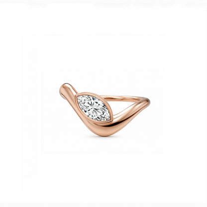 Wave ring With bezel Marquise diamond