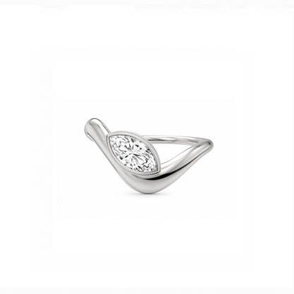 Wave ring With bezel Marquise diamond