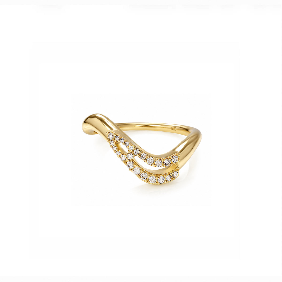 Initial Wave Ring Solid Gold