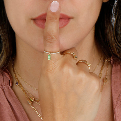 Peekaboo Baguette cut Pave ring