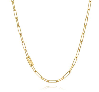 Paper clip chain necklace with solid letters