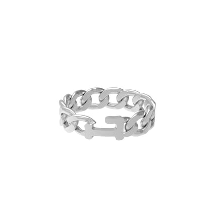 Large curb chain Ring with Gold letters