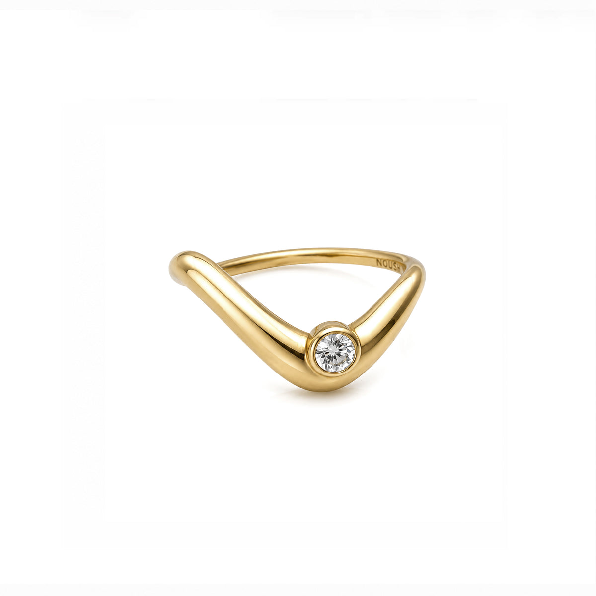 Wave ring With bezel round diamond