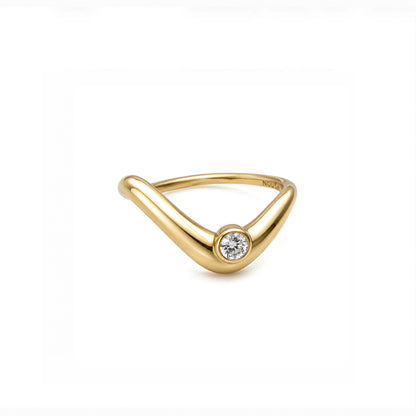 Wave ring With bezel Diamond