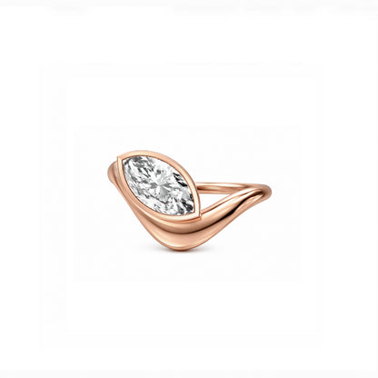 Wave ring With bezel Marquise diamond