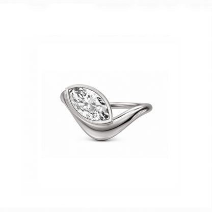 Wave ring With bezel Marquise diamond