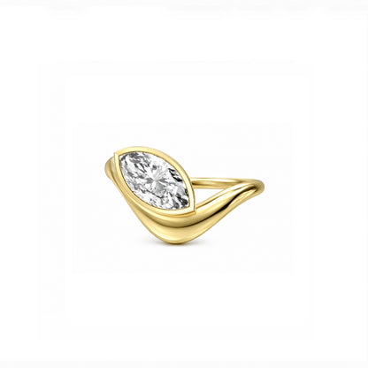 Wave ring With bezel Marquise diamond
