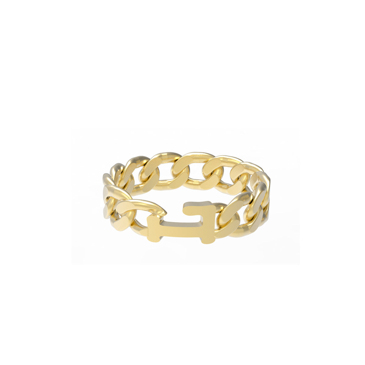 Large curb chain Ring with Gold letters