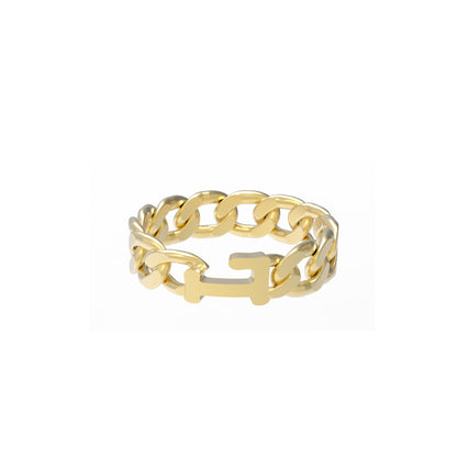 Large curb chain Ring with Gold letters