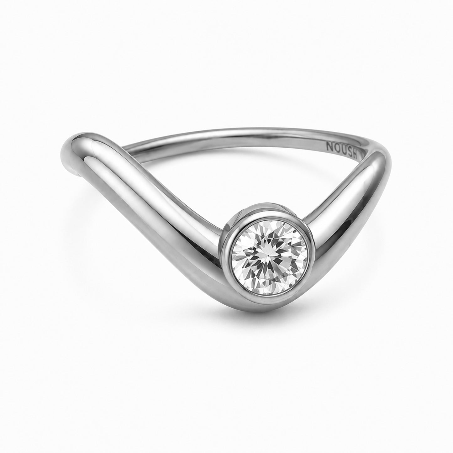 Wave ring With bezel Diamond