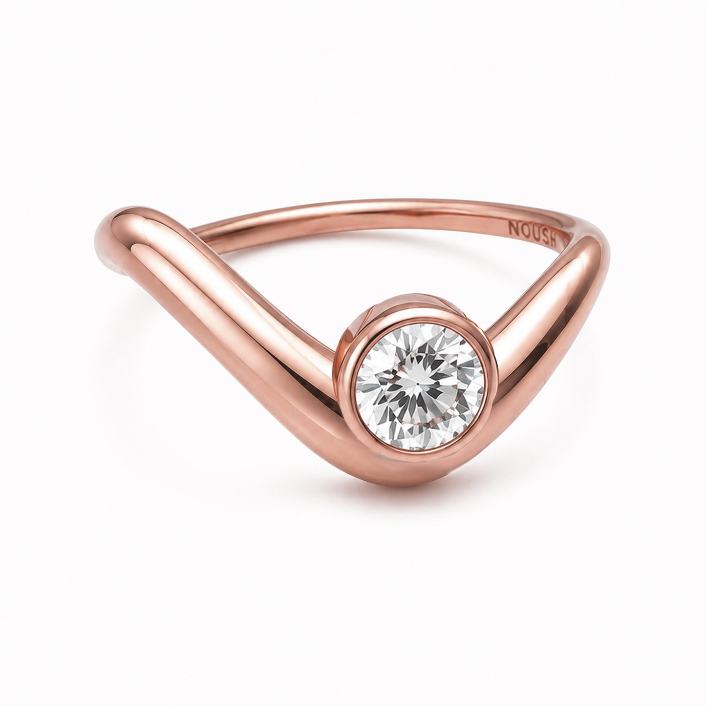 Wave ring With bezel Diamond