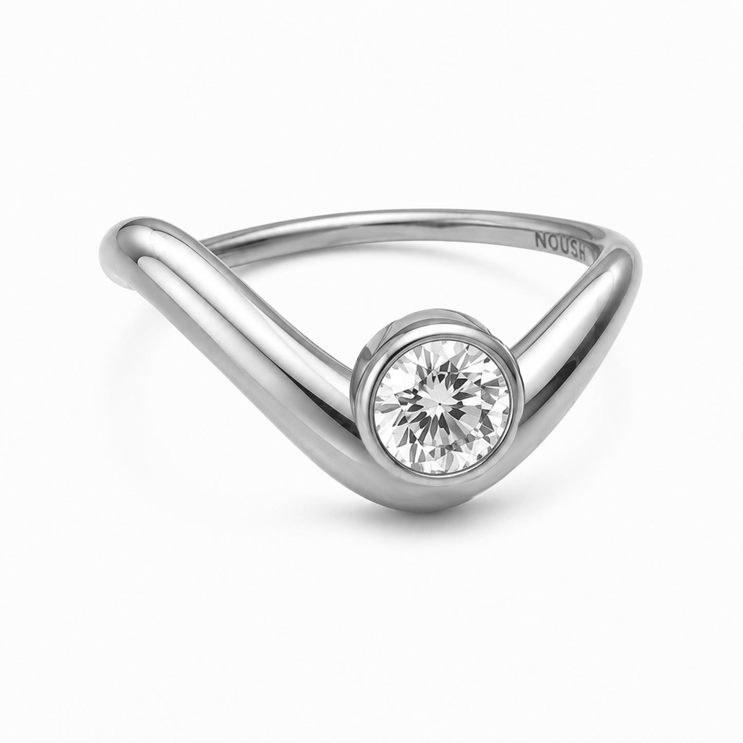 Wave ring With bezel Diamond