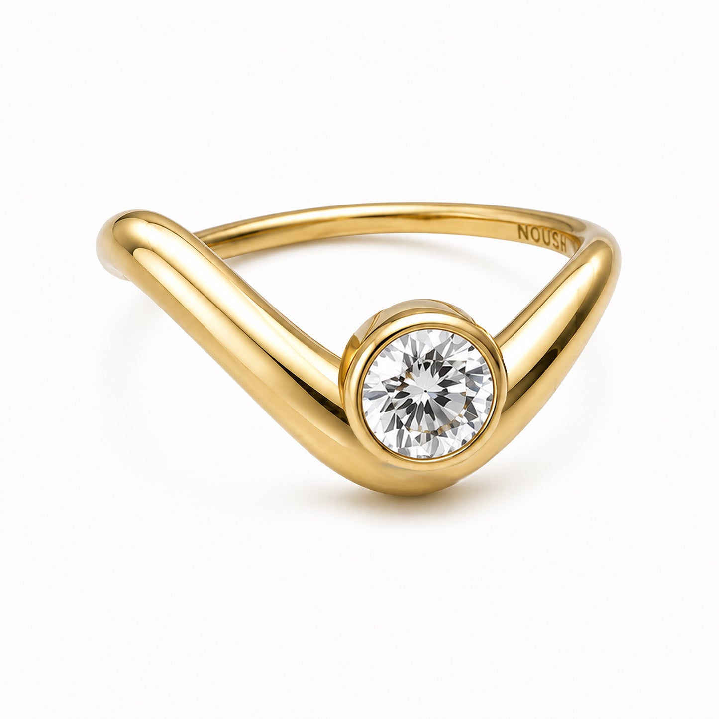 Wave ring With bezel Diamond