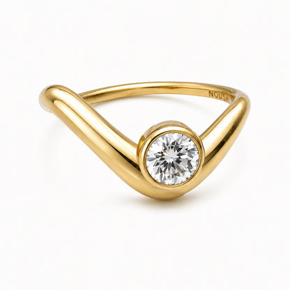 Wave ring With bezel Diamond