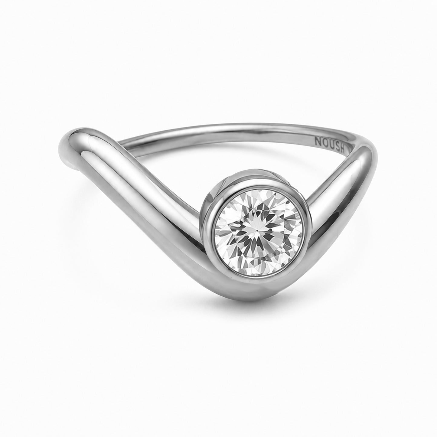 Wave ring With bezel Diamond