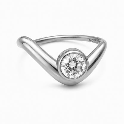 Wave ring With bezel Diamond