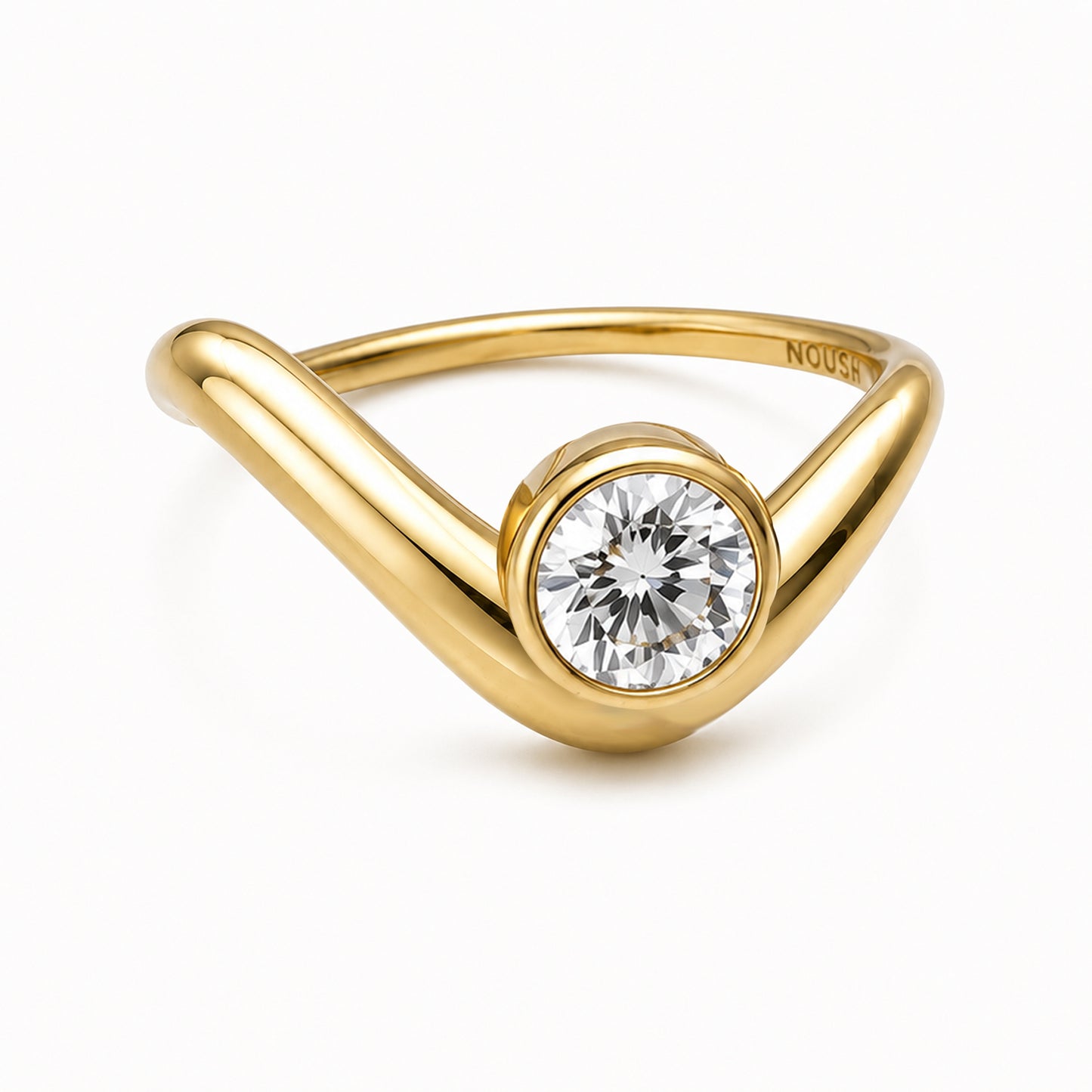 Wave ring With bezel Diamond