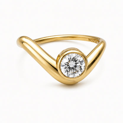 Wave ring With bezel Diamond