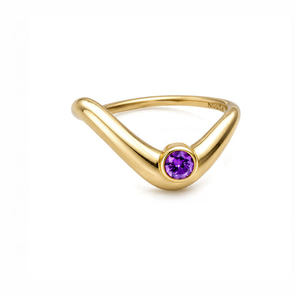 Birthstone wave ring
