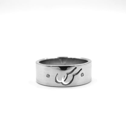 Ladies Matching Double Initial Band with Diamond Accent