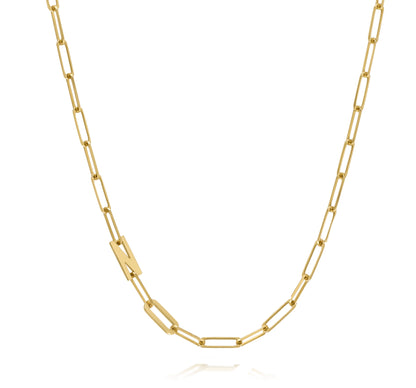 Paper clip chain necklace with solid letters